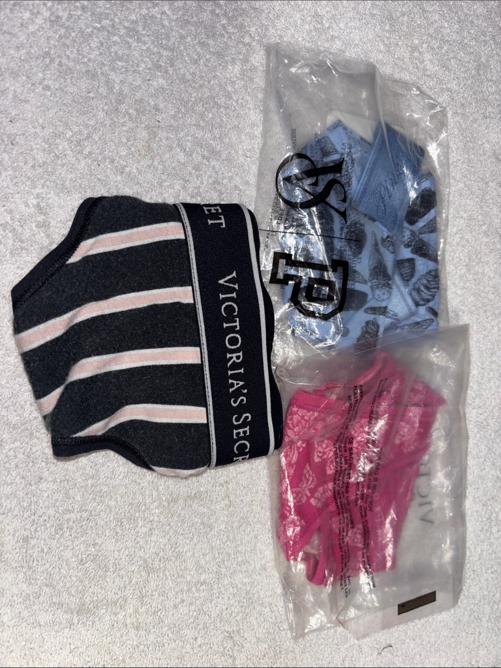 Victoria's Secret Kids Striped Knit Headband - Black & Pink
